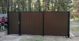 Купить распашные ворота из профнастила Людиново, цена от 2727 руб.